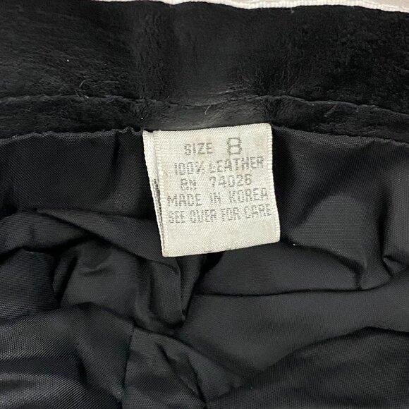 Vintage High Waisted Barrel Leg Black Leather Pants - Picture 9 of 10